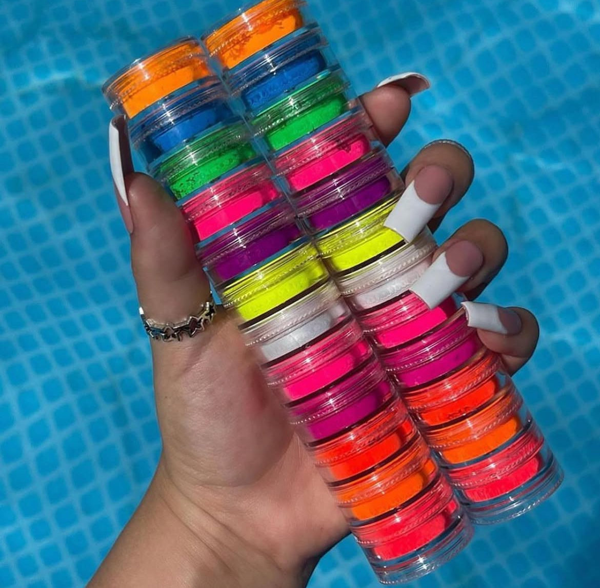 1 neon pigments stack of 12 colours uv glow in dark(mix water to use as liners)