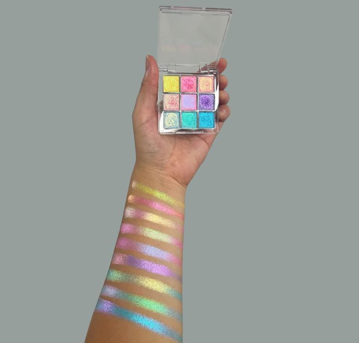 1 Holographic Eyeshadow Duochrome iridescent 9 Color/Color Shifting Highlighter EyeTopper And Eyeshadow
