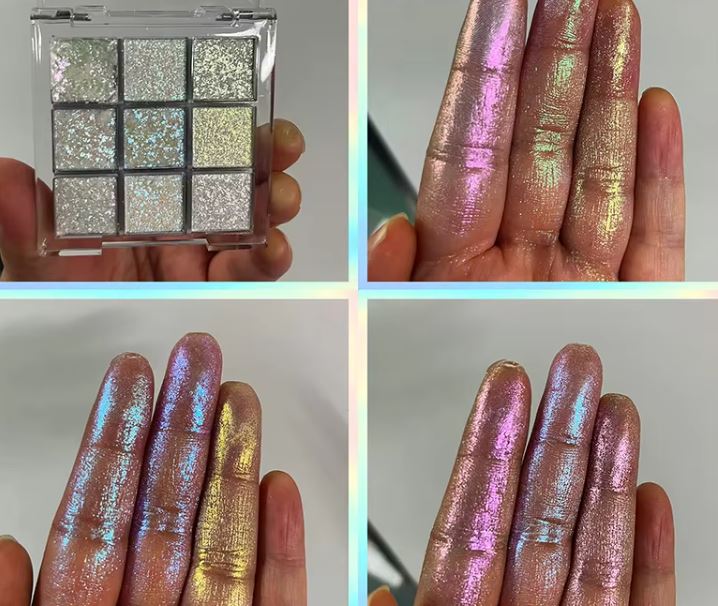 1 Holographic Eyeshadow Duochrome iridescent 9 Color/Color Shifting Highlighter EyeTopper And Eyeshadow